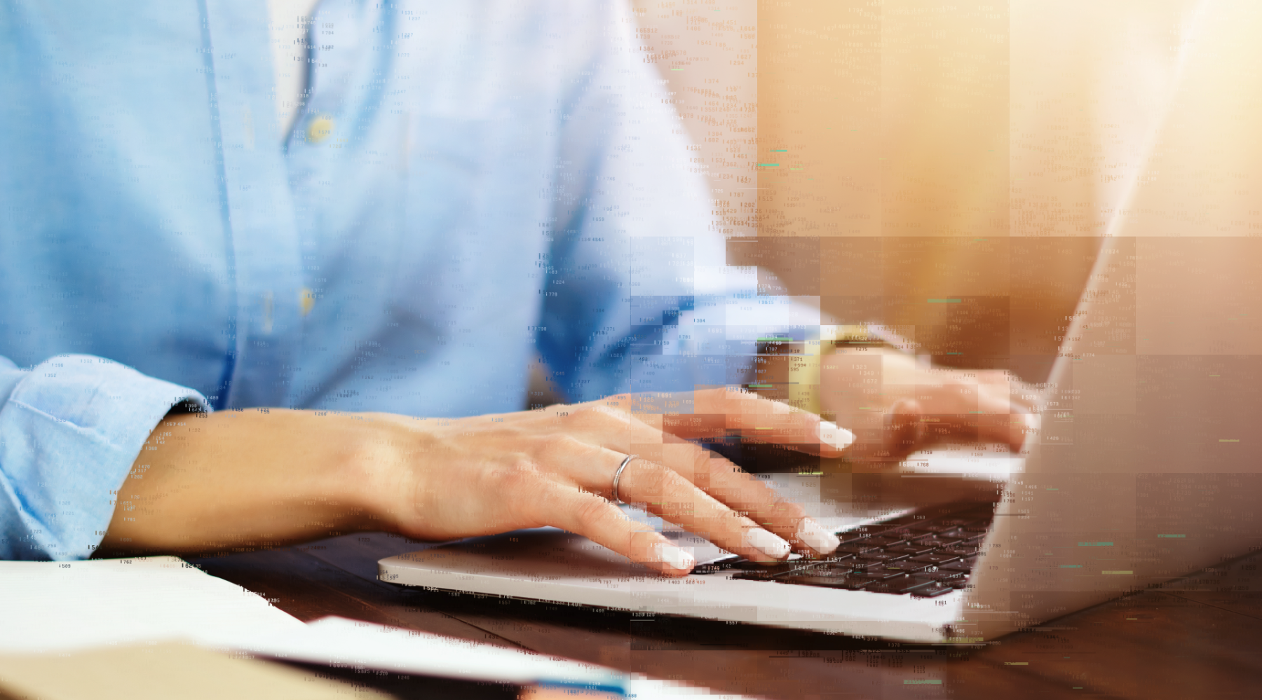 woman typing laptop